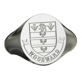 Family Coat of Arms Ring - Arms & Name Ribbon Ring  (Medium)