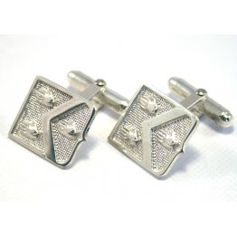 Family Coat of Arms Cufflinks - Sterling Silver Shield Shaped Cufflinks