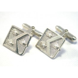 Family Coat of Arms Cufflinks - Sterling Silver Shield Shaped Cufflinks
