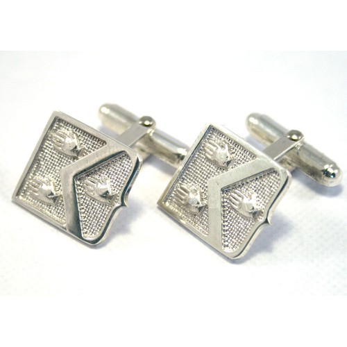Family Coat of Arms Cufflinks - Sterling Silver Shield Shaped Cufflinks