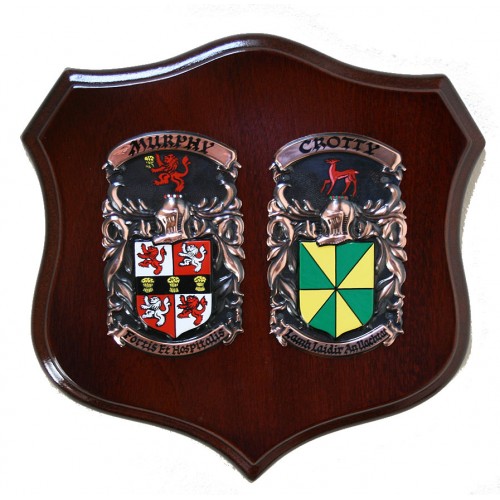 Handpainted Double Family Crest Shield (Regular 12"x12")